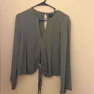 Mustard seed olive flared sleeves top